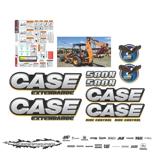[CASE580NRIDECONLAGUIEXTEN] JUEGO DE CALCAS DE RESTAURACION PARA CASE 580N RIDE CONTROL AGUILA EXTENDAHOE