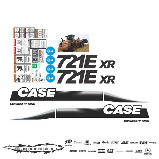 [CASE721E] JUEGO DE CALCAS DE RESTAURACION PARA CASE 721E